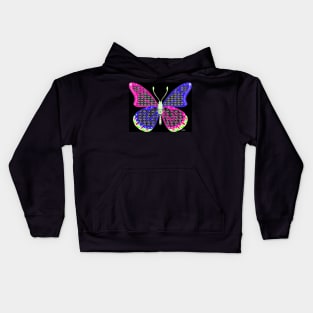 black butterfly ecopop arts in mexican pattern Kids Hoodie